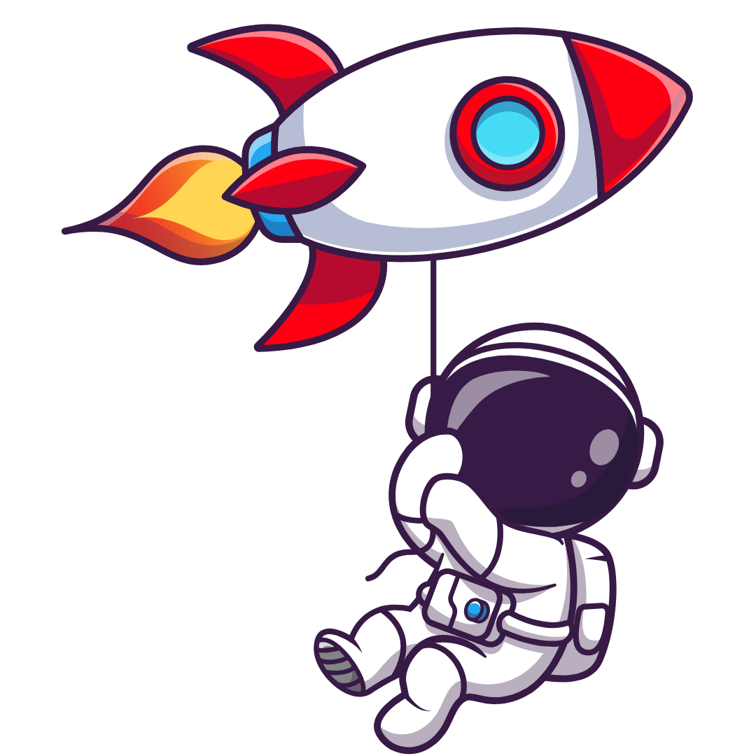 Astronaut with rocket